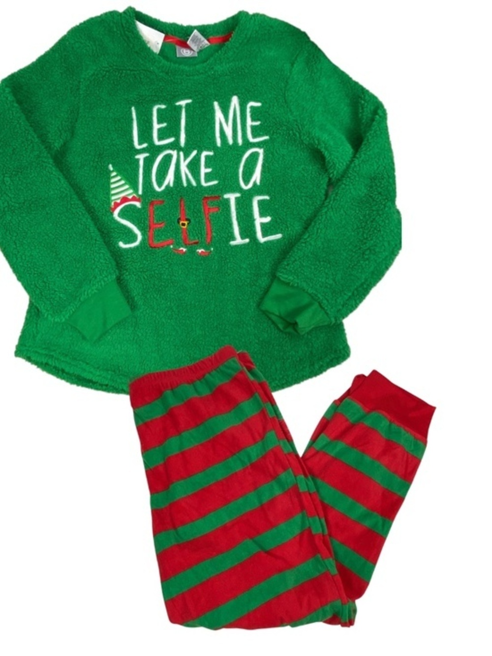 Briefly Stated Christmas Pajama Set Long Sleeve‎ Top and Bottoms 2 Piece Sz L